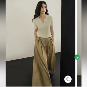 Kuose Khaki Wide Leg Pants